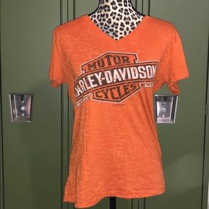 Harley-Davidson burnout orange shirt L